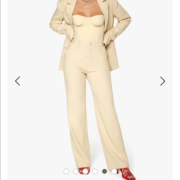 Danielle Bernstein classic stretch herringbone twilight trousers in buttermilk - Picture 4 of 6